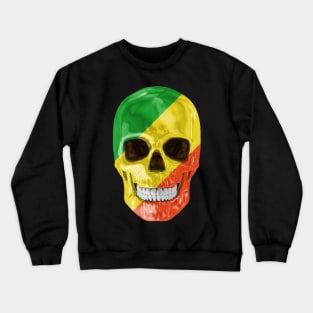 Republic Of The Congo Flag Skull - Gift for Congon With Roots From Republic Of The Congo Crewneck Sweatshirt